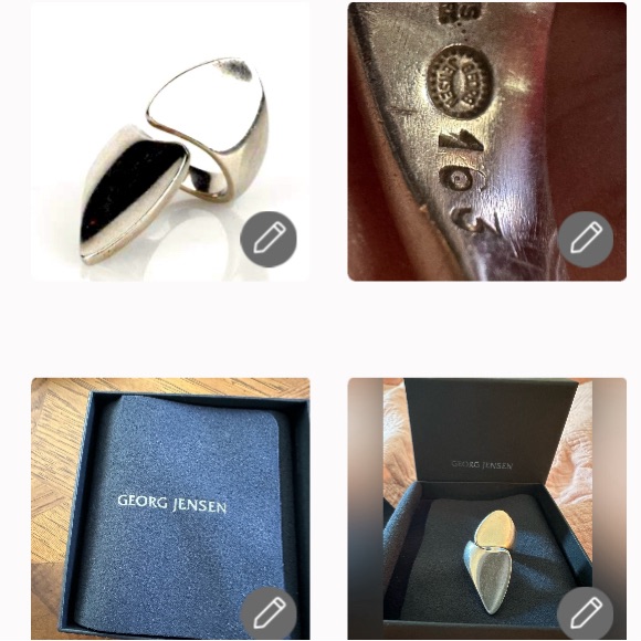 Georg Jensen Denmark 926 Silver Wing Ring No 163 Statement Piece With Box